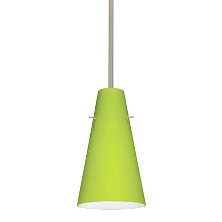 Besa Lighting Cierro Stem Pendant, Chartreuse, Satin Nickel Finish, 1x100W Incandescent 1TT-412435-SN